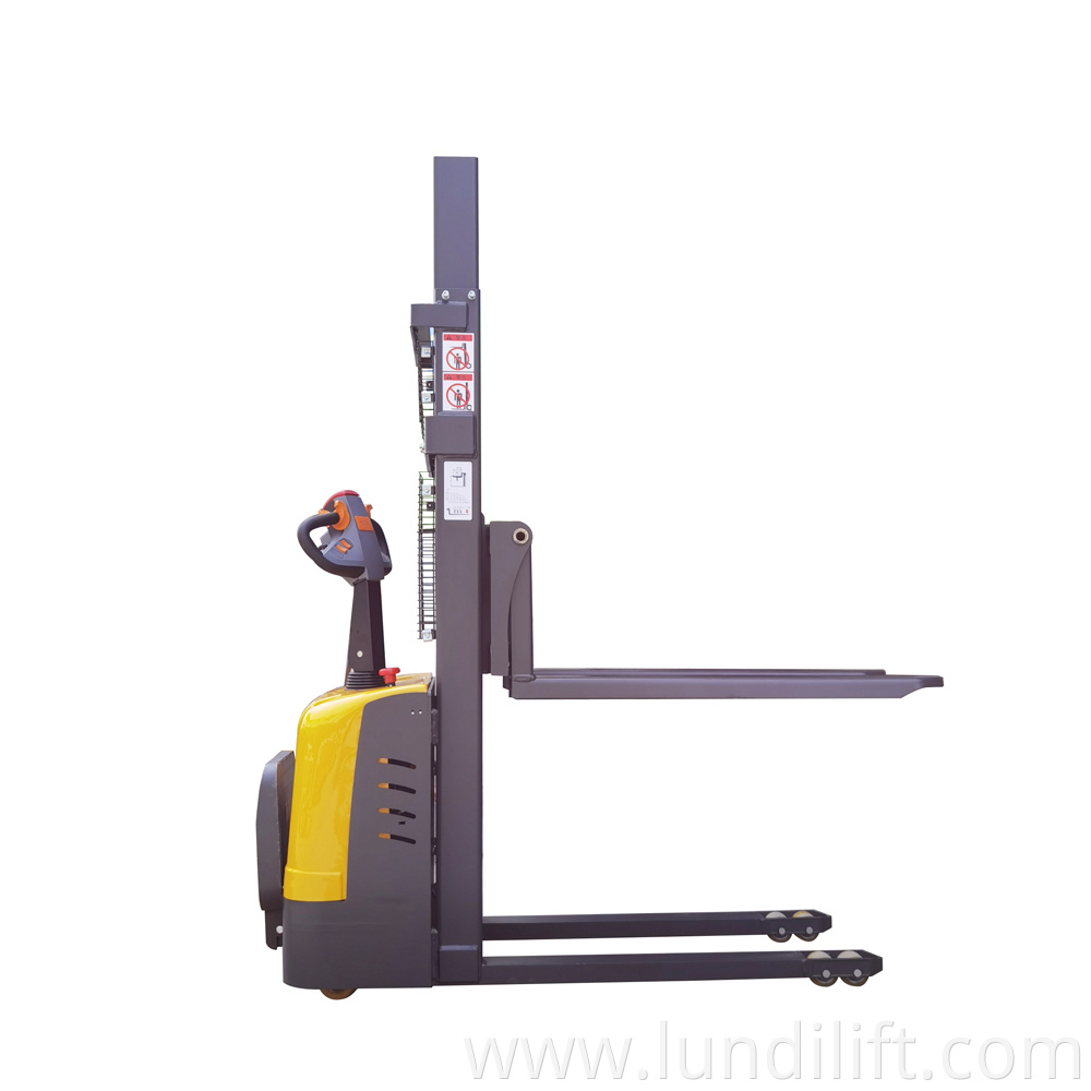 Inexpensive stand-up electric stacker